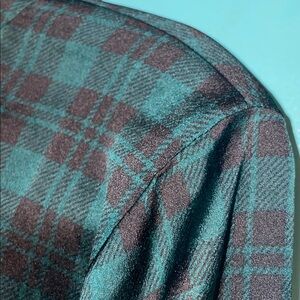 Ann Taylor Teal and Black Checkered Blouse